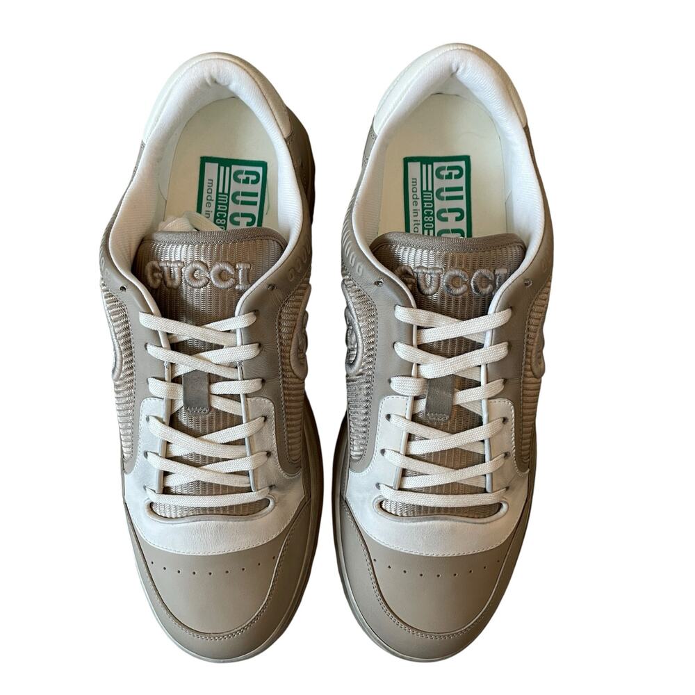 Gucci Men's Mac80 GG Low Top Sneaker Taupe & Off White 778301 Size 11.5 US 12 - Picture 13 of 16